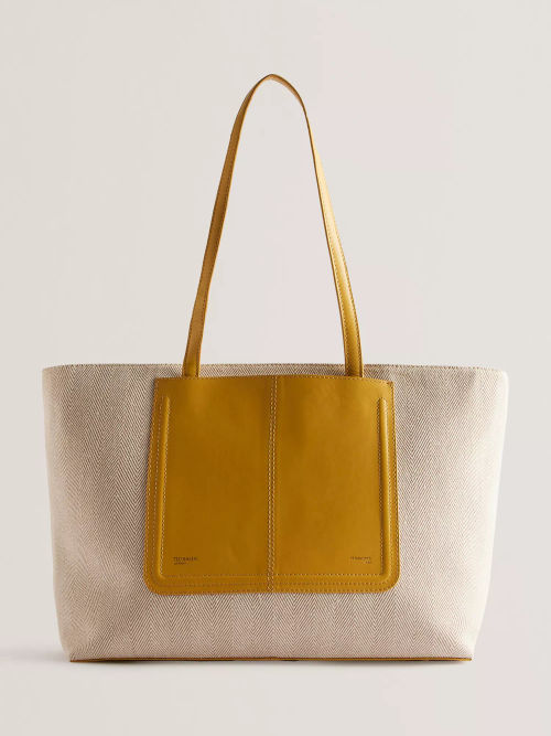 Ted Baker Nishra Canvas Tote Bag, Dark Yellow/Natural