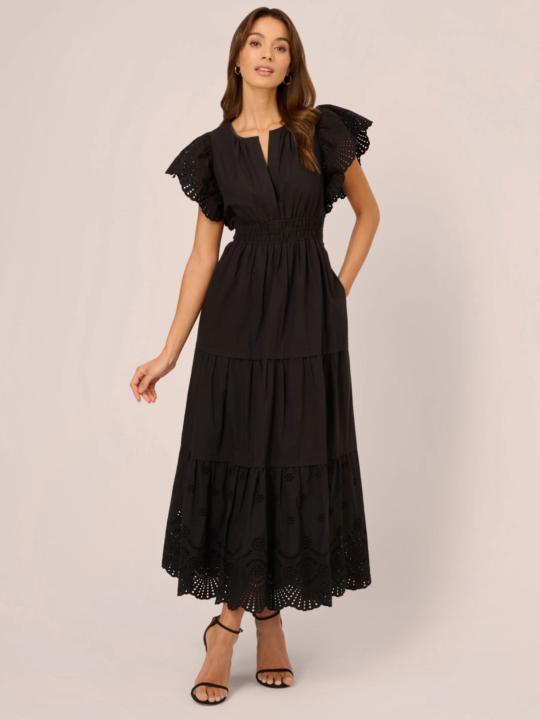 Adrianna Papell Eyelet Trim Dress Black 169.15 Buchanan