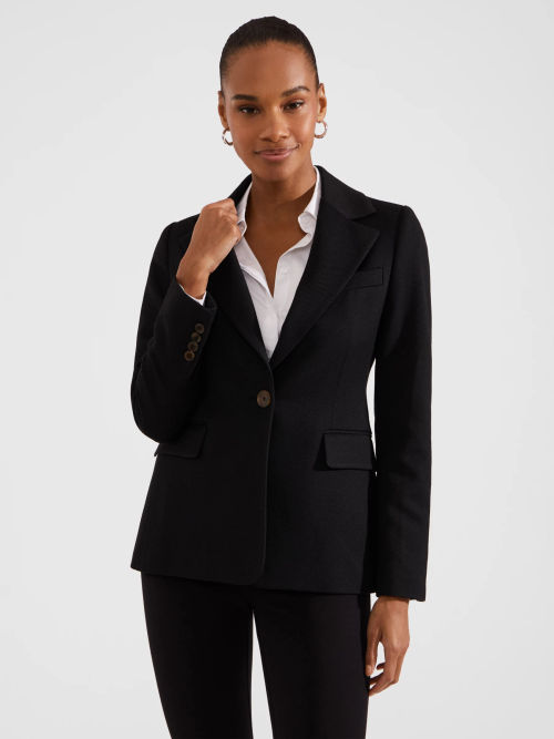 Womens Wool Tailored Blazer Black