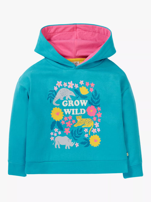 Frugi Children Organic Cotton Switch Lissie Hoodie Grey Marl / Wild And  Wonderful