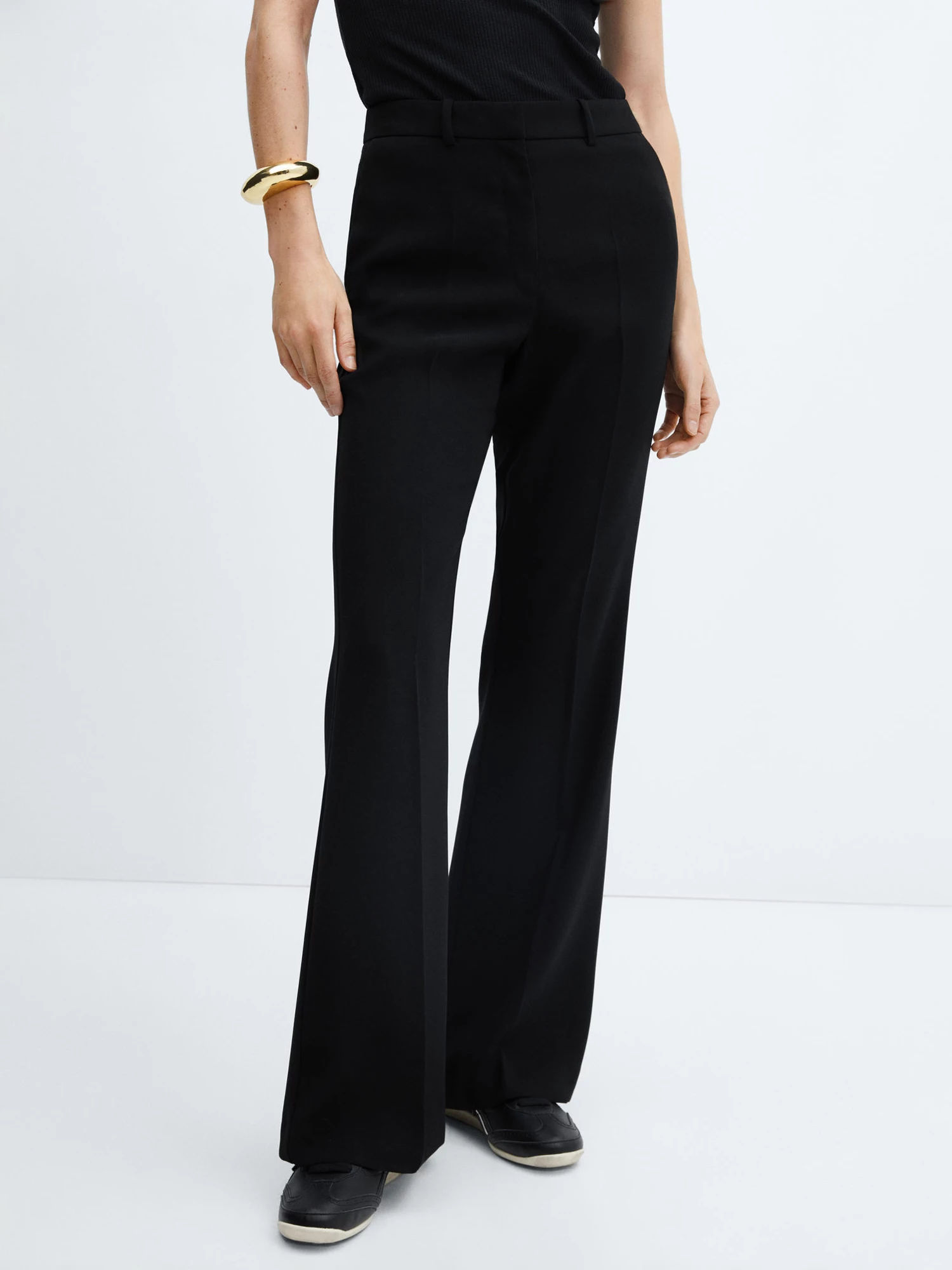 Mango Plisat Plisse Trousers, Black | £29.99 | Buchanan Galleries