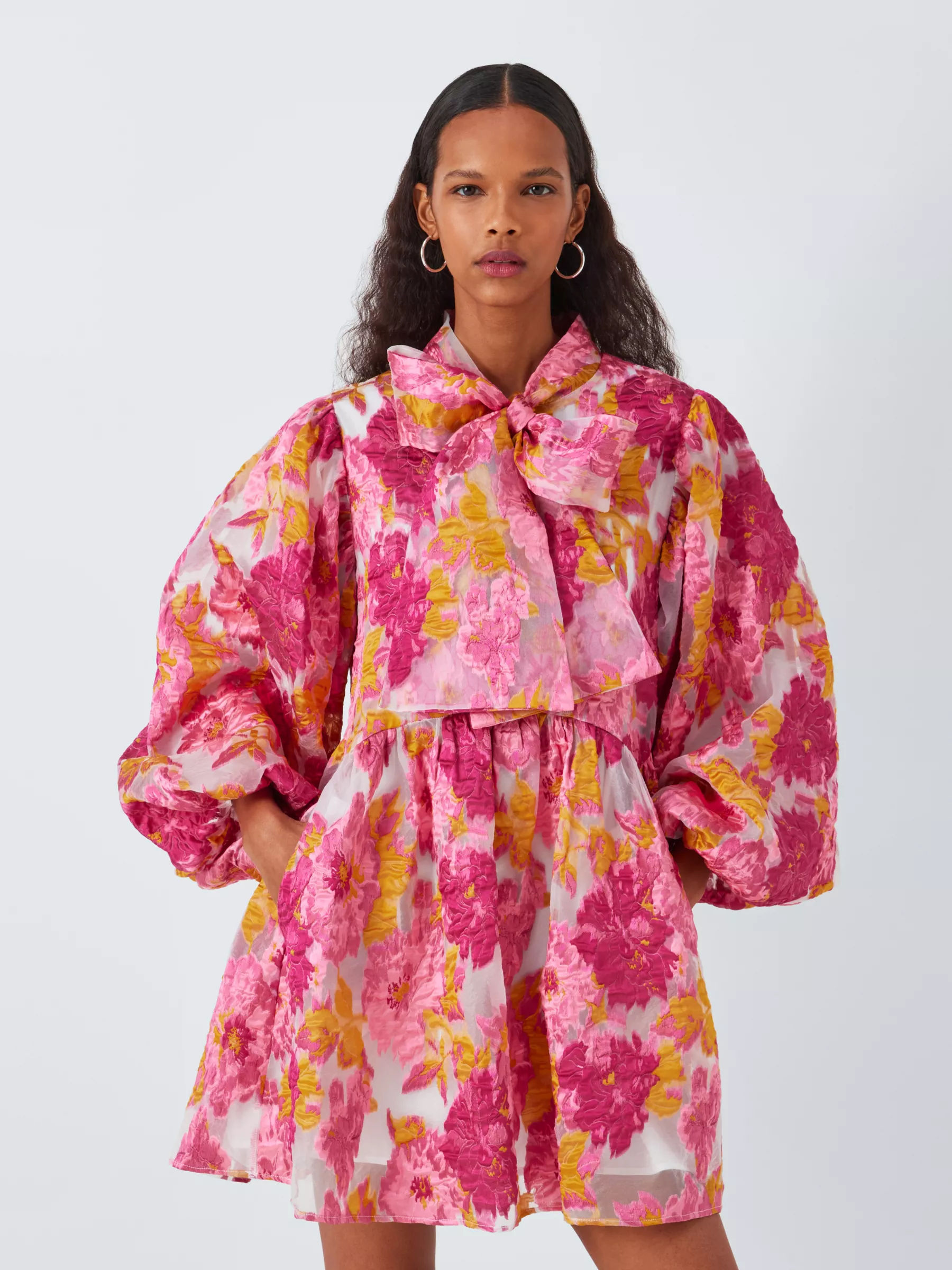 Sister Jane Abby Floral Jacquard Mini Dress, Pink/Multi | £110.00