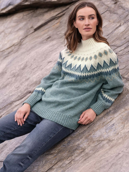 Textured Stitch Fair Isle Yoke Sweater