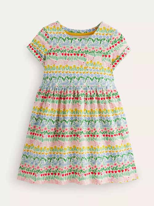 Mini Boden Kids' Short Sleeved Strawberry Fun Jersey Dress, Violet