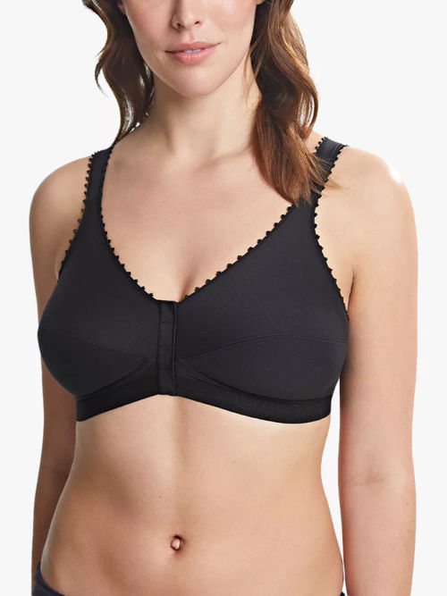 Royce Comfi Front Fastening Cotton Blend Non-Wired Bra, Black