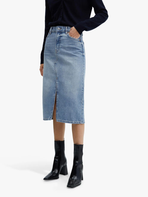 Mango Sole Denim Midi Skirt,...