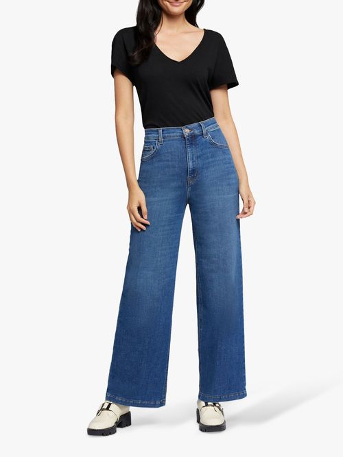 Mint Velvet High Waist Flared Jeans, Dark Blue at John Lewis & Partners