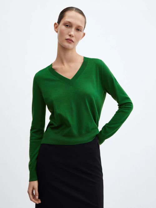 Mango Lukav Fine Knit V Neck...