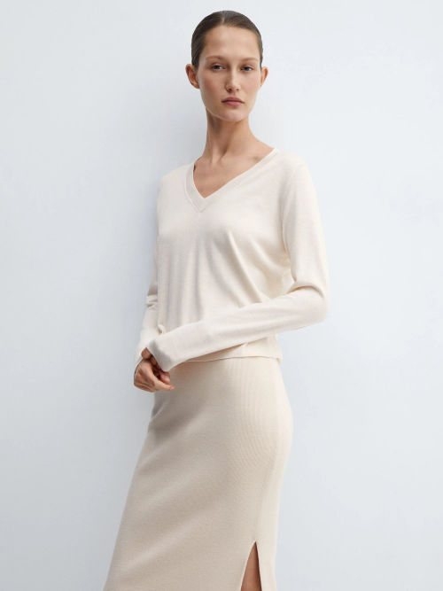 Mango Lukav Fine Knit V Neck...