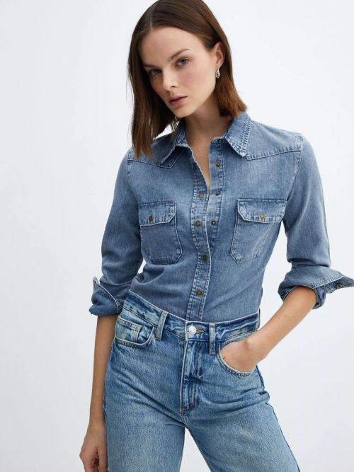 Mango South Denim Shirt, Blue