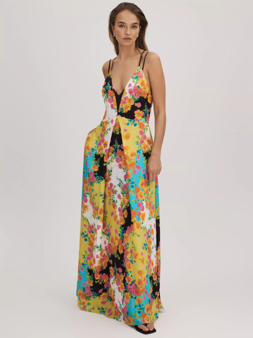 FLORERE Floral V-neck Maxi...