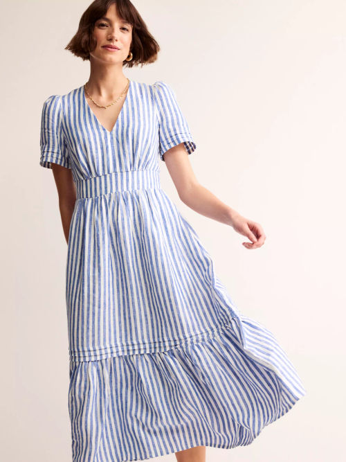 Boden Eve Stripe Linen Midi...