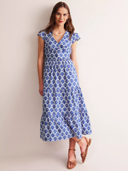 Boden May Shell Print Midi...