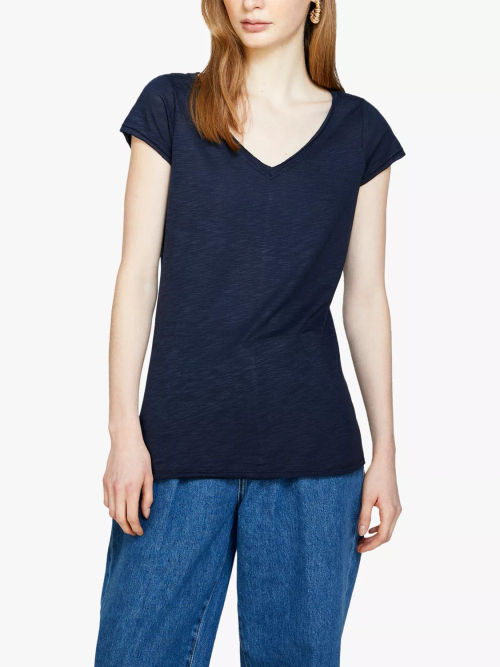 SISLEY V-Neck Cotton Blend...