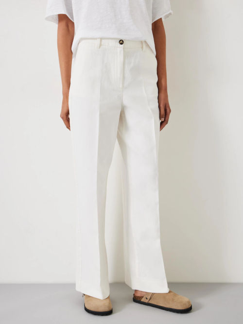 HUSH Emily Linen Blend Wide Leg Trousers