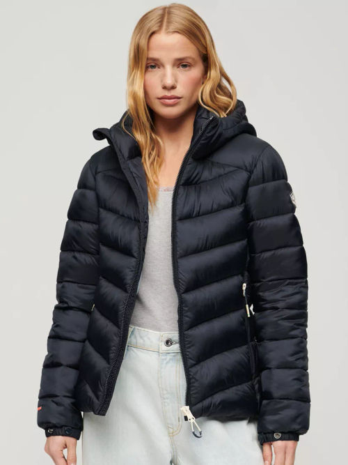 Ted Baker Aliciee Longline Hooded Padded Coat, Black at John Lewis