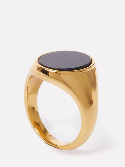 Jigsaw Onyx Oval Signet Ring,...