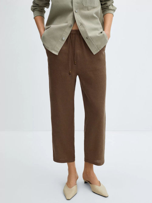 Mango Linen Cropped Trousers