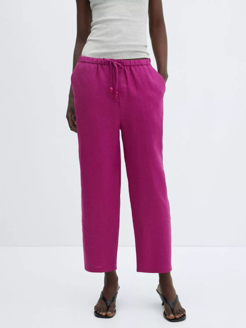 Mango Linen Cropped Trousers