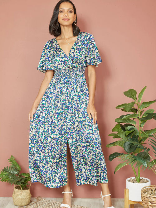 Yumi Ditsy Print Midi Satin...