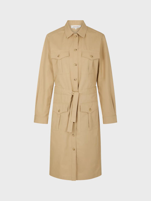 Gerard Darel Eleni Cotton Shirt Midi Dress, Sand