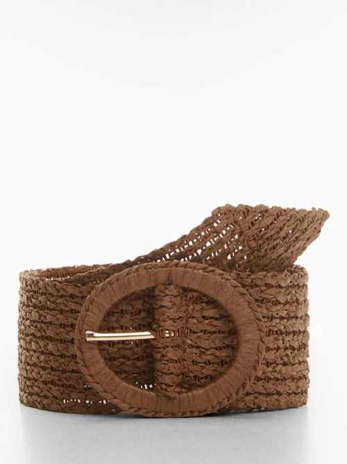 Mango Miri Raffia Buckle Belt