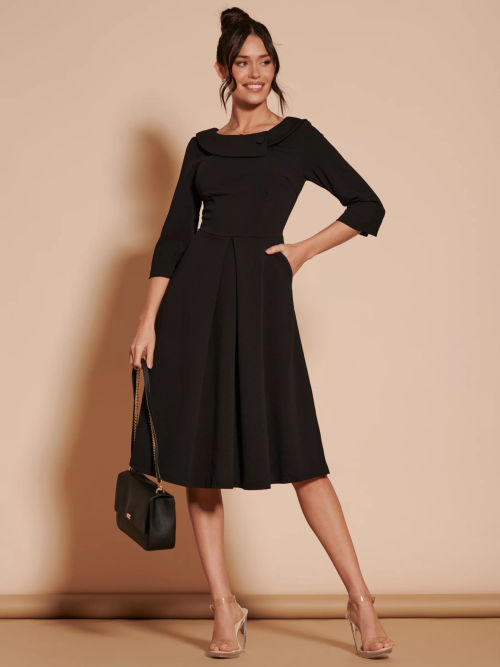 Jolie Moi Fold Neck Midi Dress