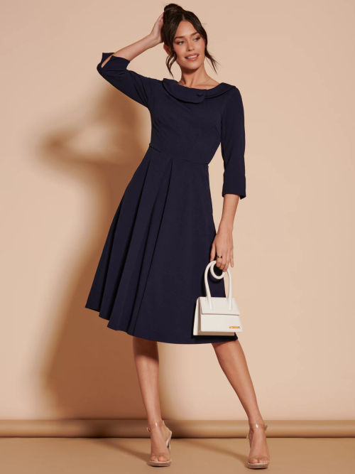 Jolie Moi Fold Neck Midi Dress