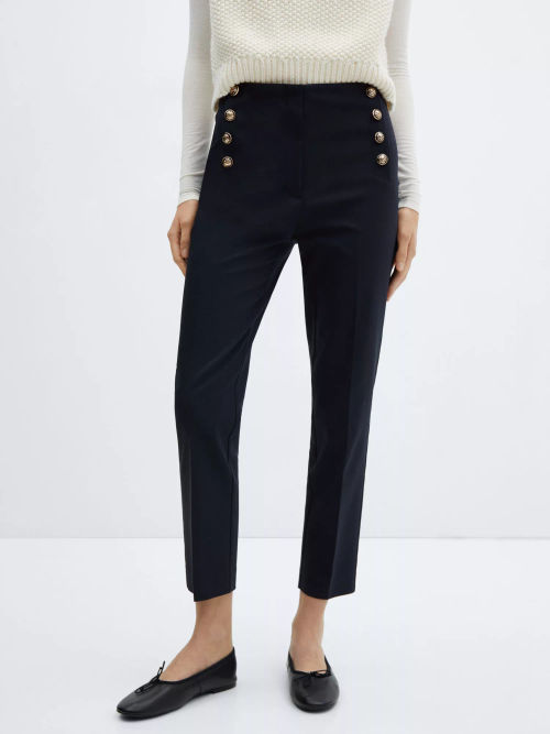 Mango Button Cropped Trousers