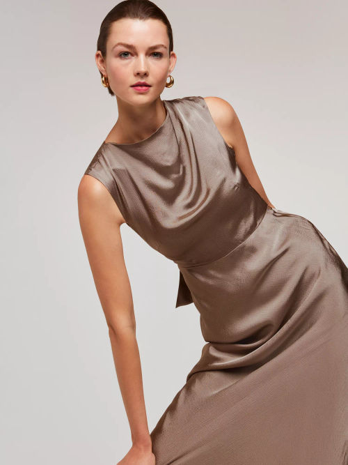 Whistles Cowl Neck Satin Maxi...