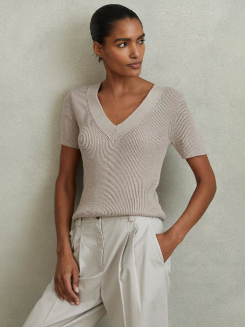 Reiss Rosie Linen Blend Rib...