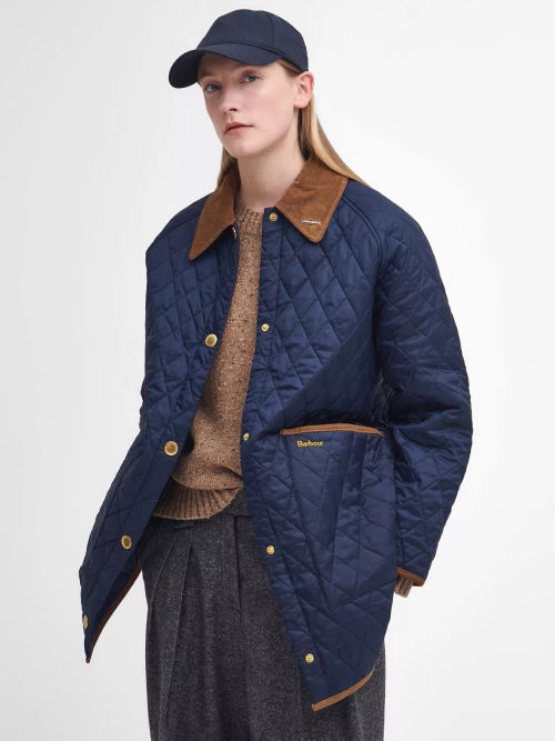 Barbour Liddesdale Oversized Quilted Jacket, Navy Classic