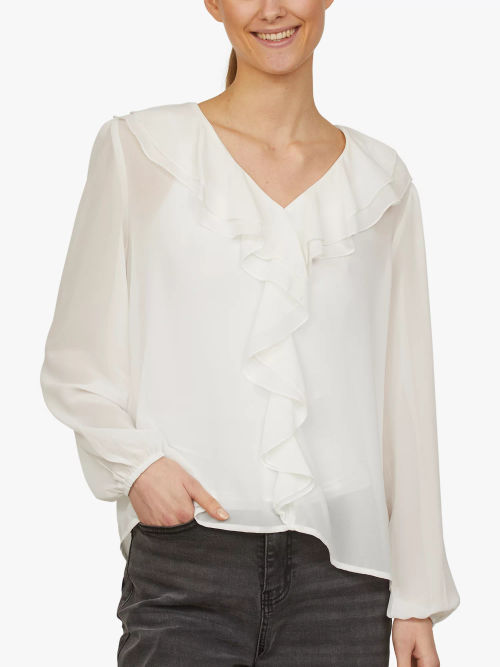 Sisters Point Got-It Feminine V-neck Blouse, Cream