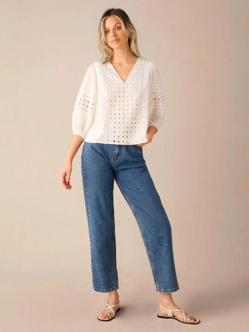 Ro&Zo Broderie V-Neck Top