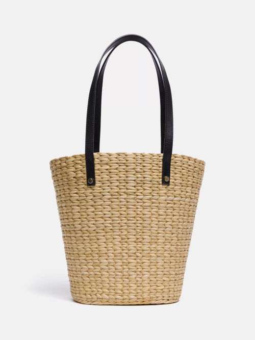 Jigsaw Straw Bucket Bag,...