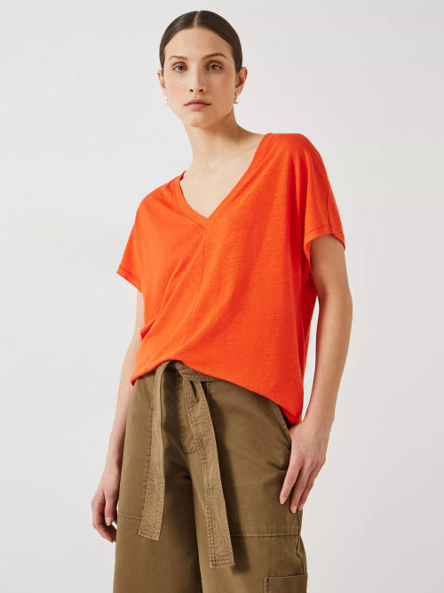 HUSH Danny Deep V-Neck Linen...