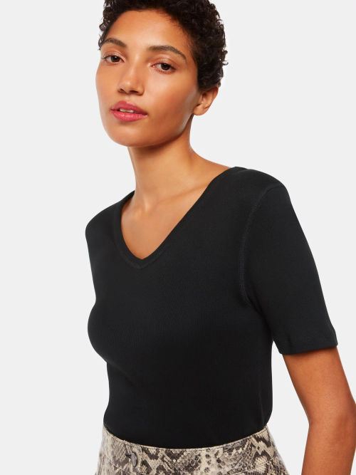 Whistles V Neck Ribbed T-Shirt