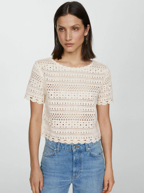 Mango Pakito Crochet Top,...