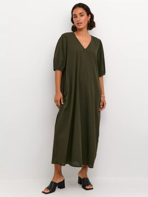 KAFFE Linn V-Neck Cotton Maxi...