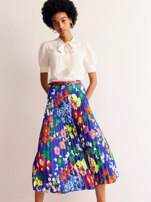 Boden Floral Print Pleated...