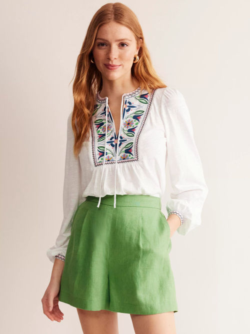 Boden Embroidered Cotton Yoke...