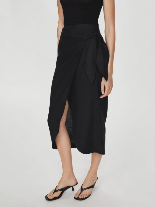 Mango Pareo Linen Wrap Skirt