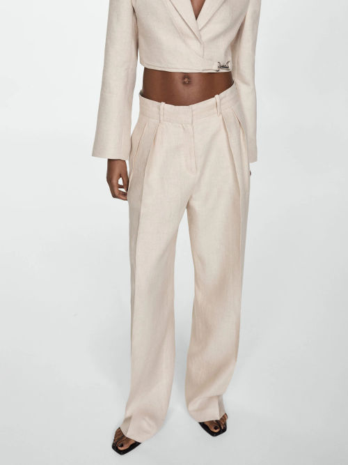 Mango Maena Linen Trousers,...