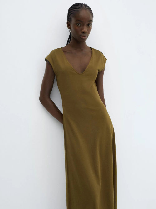 Mango Dica Cotton V-neck Midi...