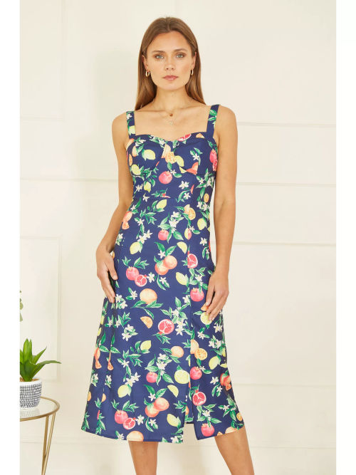 Yumi Fruit Print Midi Sun...