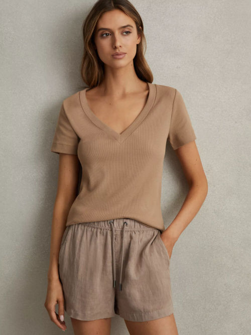 Reiss Becca V-Neck Ribbed...