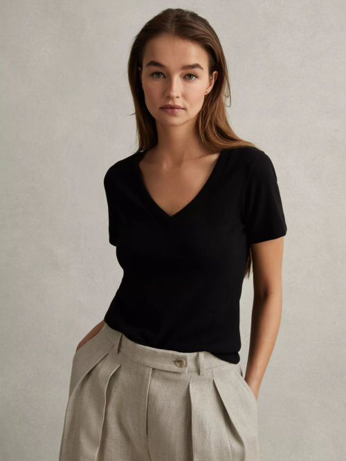 Reiss Becca V-Neck Ribbed...