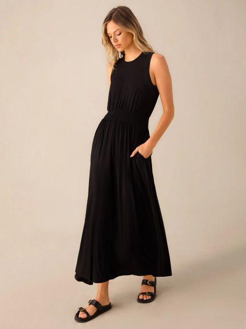 Ro&Zo Shirred Waist Jersey Maxi Dress