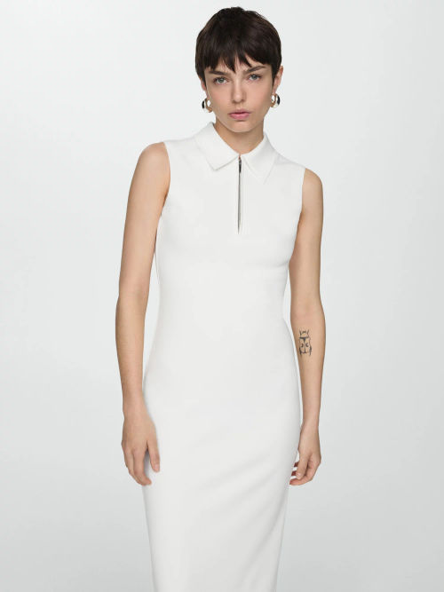 Mango Mazip Polo Dress, White