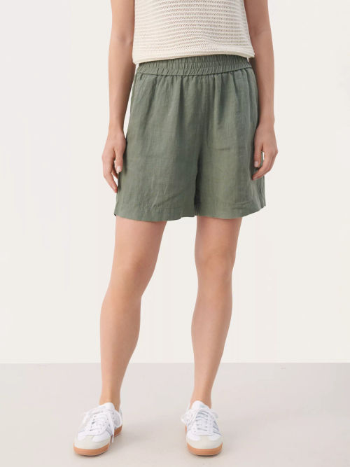 Part Two Gerd Elastic Waist Wide Legs Shorts, Agave Green